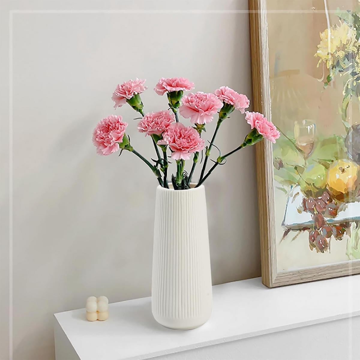 VASE 20 cm Keramik - Weiß, Keramik (20cm) - LIBRATON