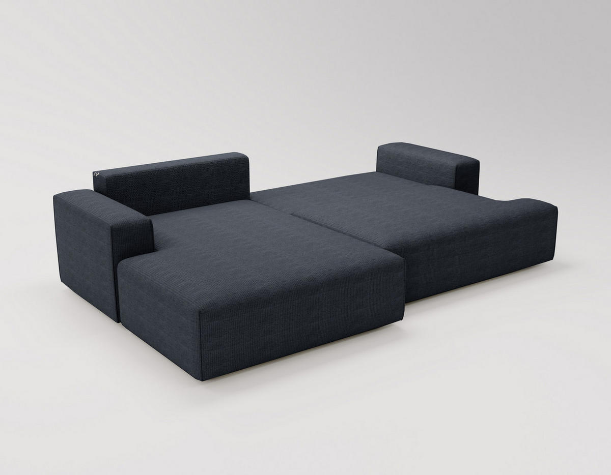 ECKSOFA L-Form 270 cm Boston mit Bettkasten, Schlaffunktion, Links, Schwarz - Schwarz, Holz (165/270cm) - Emporius