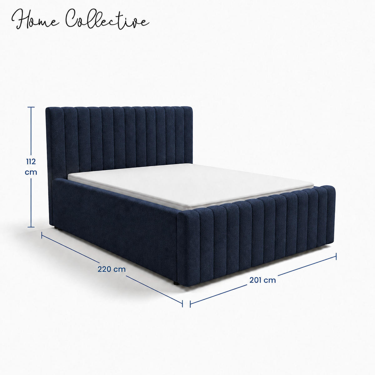 POLSTERBETT 180x200 cm in Marineblau - Dunkelblau, Textil (180/200cm) - Home Collective