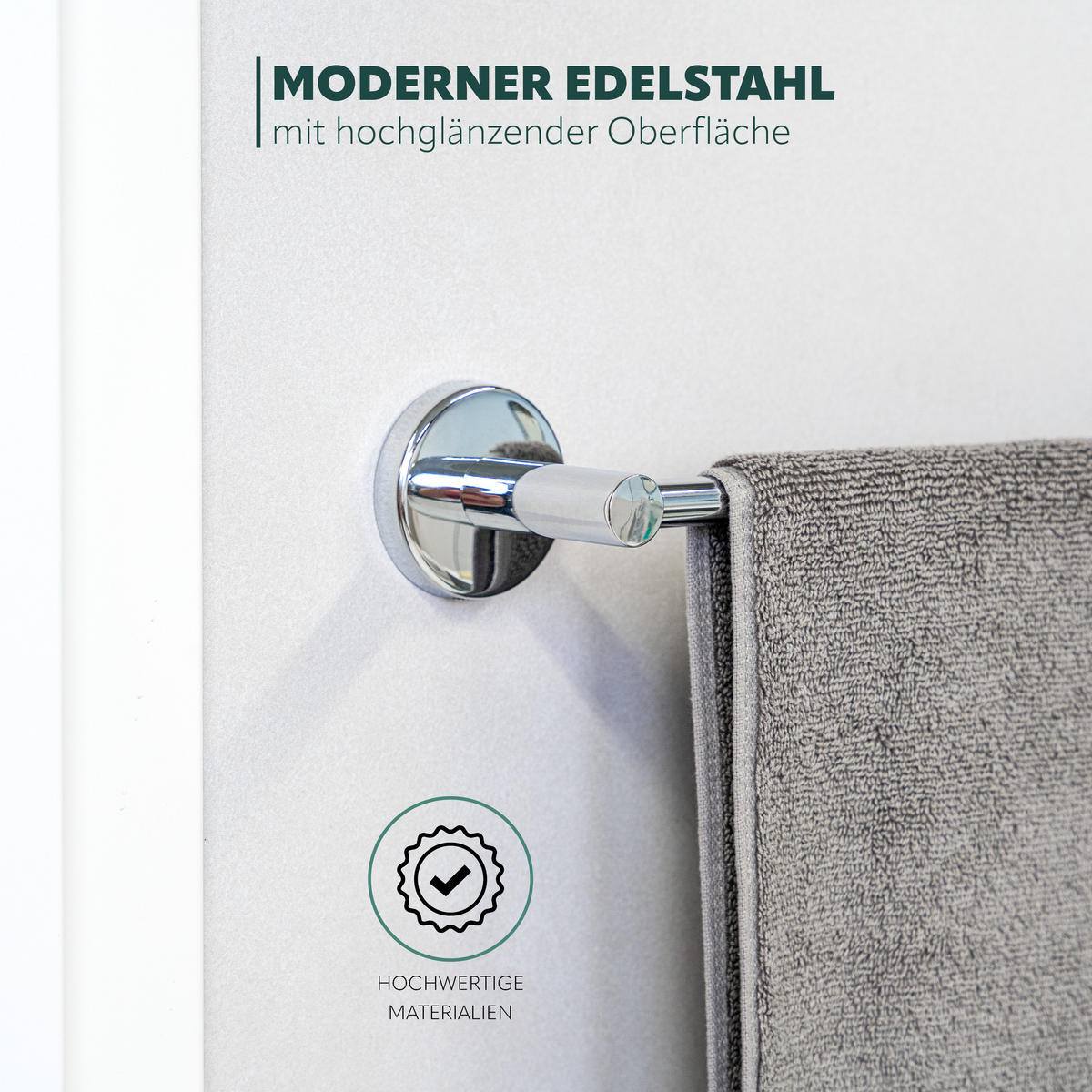BADETUCHSTANGE LUCENTE, Edelstahl - Chromfarben, Metall (65/6/7cm) - bremermann