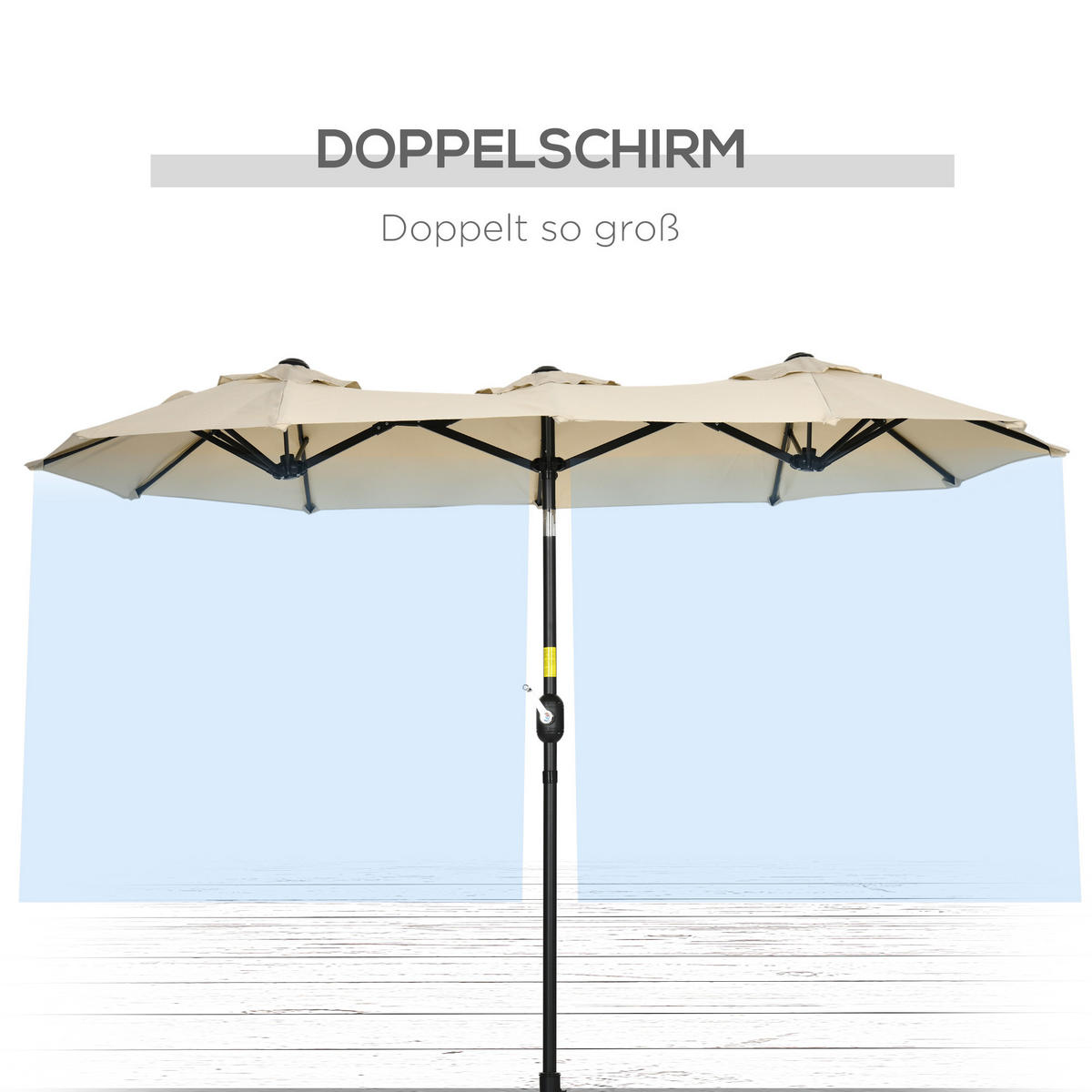 SONNENSCHIRM, Polyester, Stahl, Khaki - Braun, Metall (147/285cm) - Outsunny