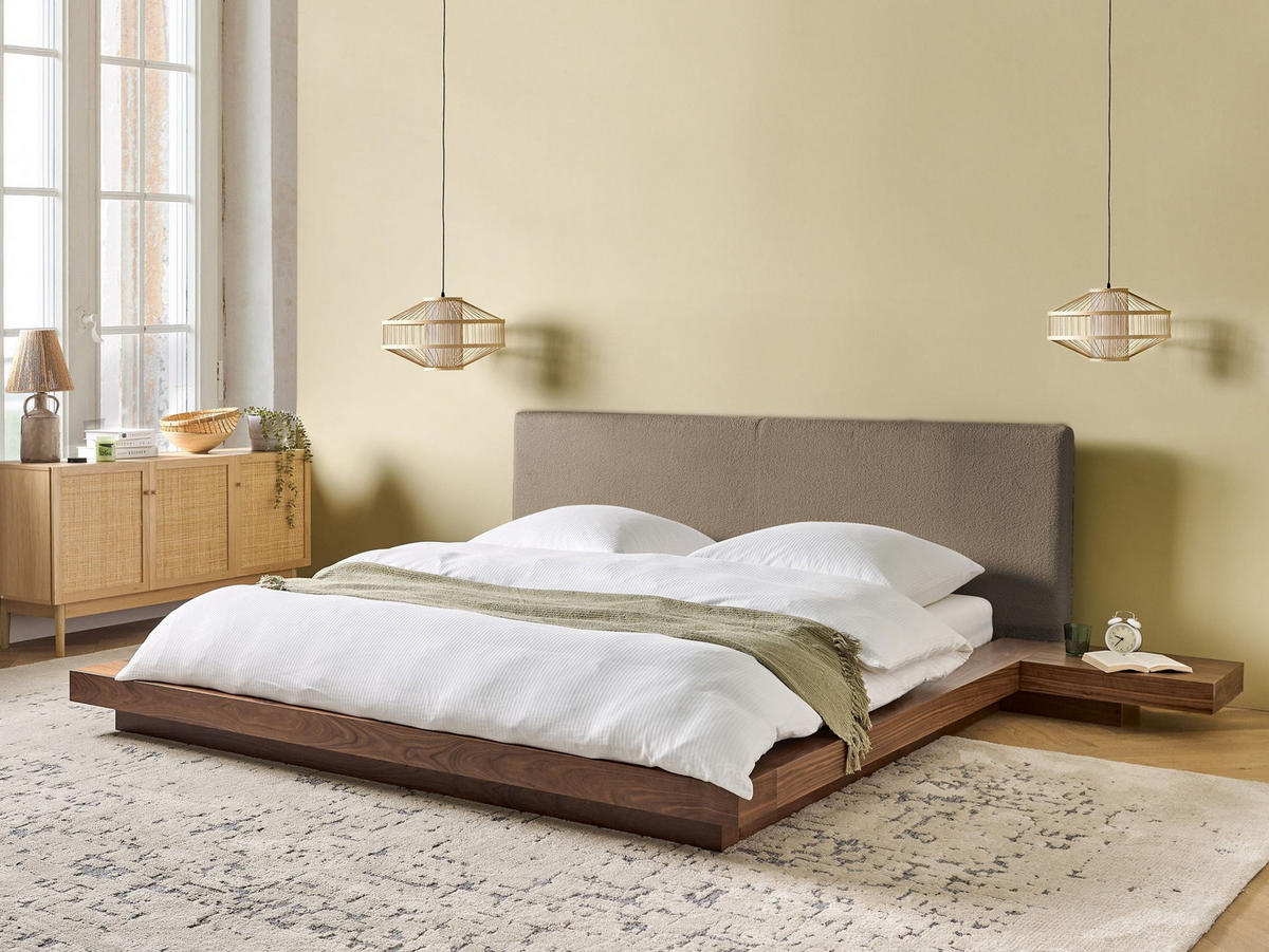 POSTEL s roštem 180/200 cm MDF deska Taupe Zen - šedohnědá, dřevo (180/200cm) - Beliani