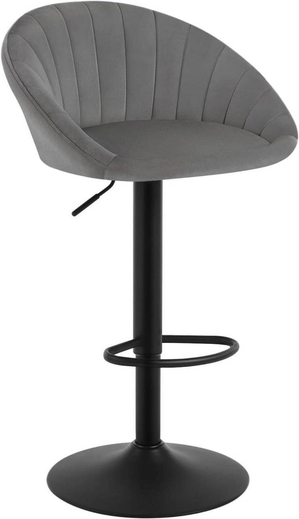 BARHOCKER mit Rückenlehne, Samt, Dunkelgrau - Dunkelgrau/Schwarz, Textil/Metall (53/83/45cm) - Woltu