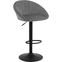 BARHOCKER mit Rückenlehne, Samt, Dunkelgrau - Dunkelgrau/Schwarz, Textil/Metall (53/83/45cm) - Woltu