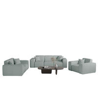 SOFASET Celes Premium 3-2-1 Stoff Scala - Pastellblau, Holzwerkstoff/Textil (225/73/88cm) - Fun Möbel