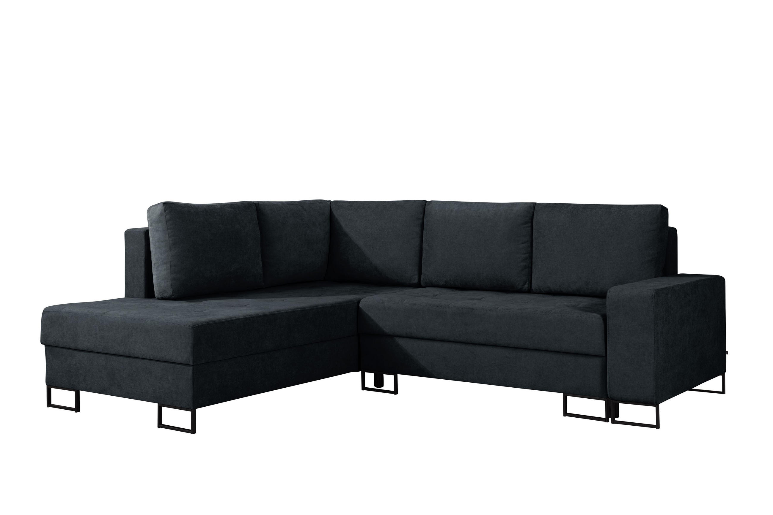 ECKSOFA mit Schlaffunktion Links Schwarz Chenille - 245x200 cm - Trevi - Schwarz, Holz/Holzwerkstoff (245/200cm) - Ravio