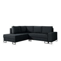 ECKSOFA mit Schlaffunktion Links Schwarz Chenille - 245x200 cm - Trevi - Schwarz, Holz/Holzwerkstoff (245/200cm) - Ravio