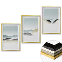 WANDBILDER 3er Set - 40x60 cm Goldrahmen - Minimalistische Pastellberge - Goldfarben, Kunststoff (40/60cm) - ArtPrintCave
