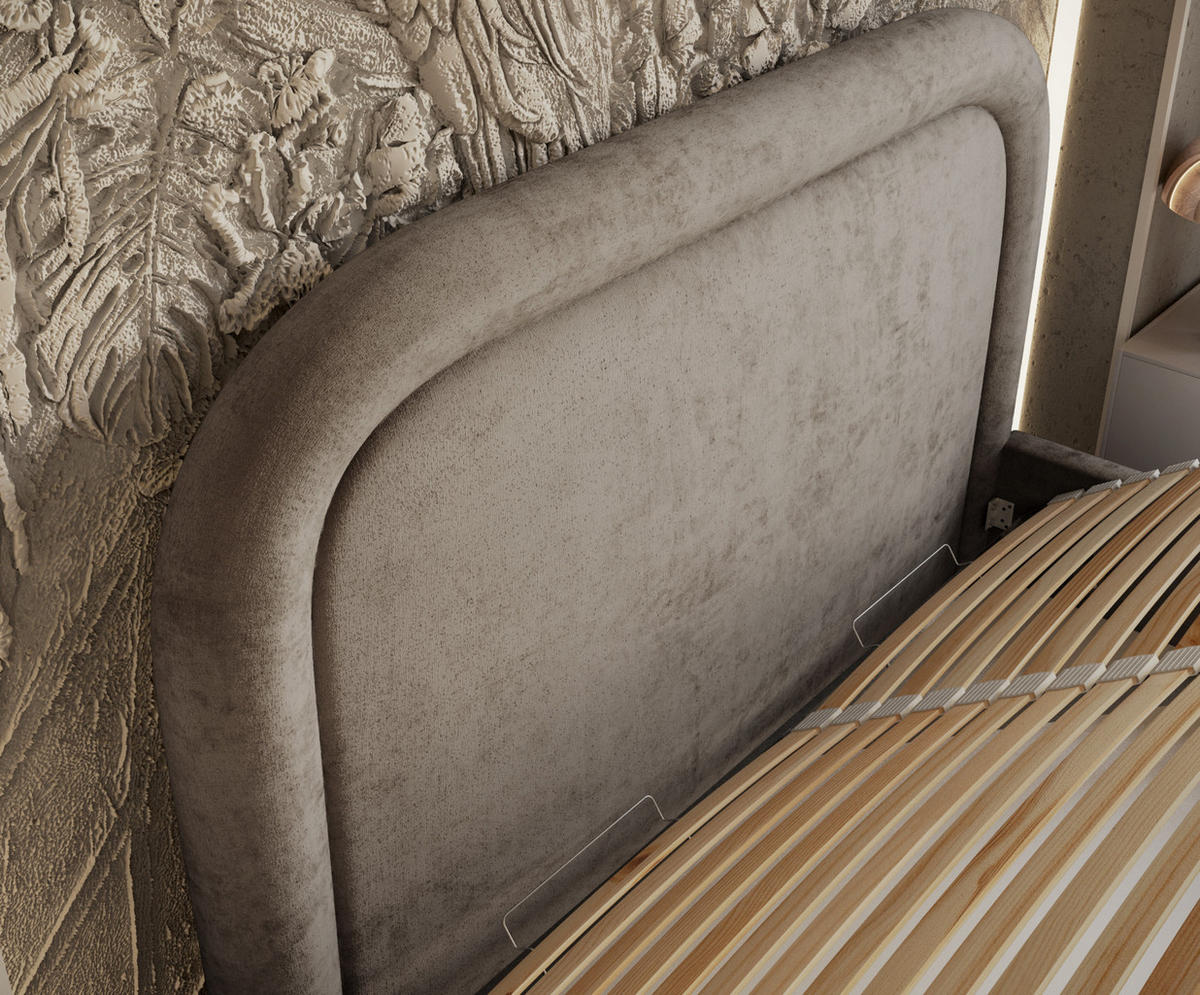 POLSTERBETT Mija Beige 120/200 cm im Chenille-Stoff - Beige/Naturfarben, Holz/Holzwerkstoff (120/200cm) - Maison de Reve