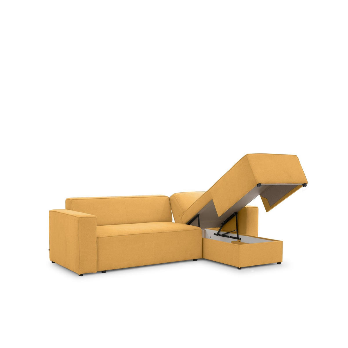 ECKSOFA Schlafsofa Waldo In Stoff Poso - Currygelb, Holzwerkstoff/Textil (260/173cm) - Fun Möbel