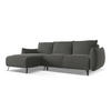 ECKSOFA mit Schlaffunktion Samt Stoff Grau - Dunkelgrau/Schwarz, Textil/Metall (162/242cm) - Makamii