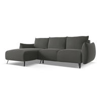 ECKSOFA mit Schlaffunktion Samt Stoff Grau - Dunkelgrau/Schwarz, Textil/Metall (162/242cm) - Makamii