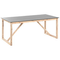 ZAHRADNÍ STŮL 180/90 cm Beton Šedý Notteri - světle hnědá, kámen (180/90/75cm) - Beliani