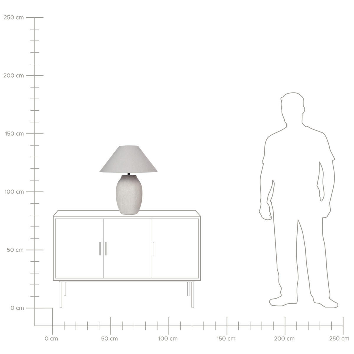 TISCHLEUCHTE Grau Graliwdo - Grau, Keramik (45/45/58cm) - Beliani