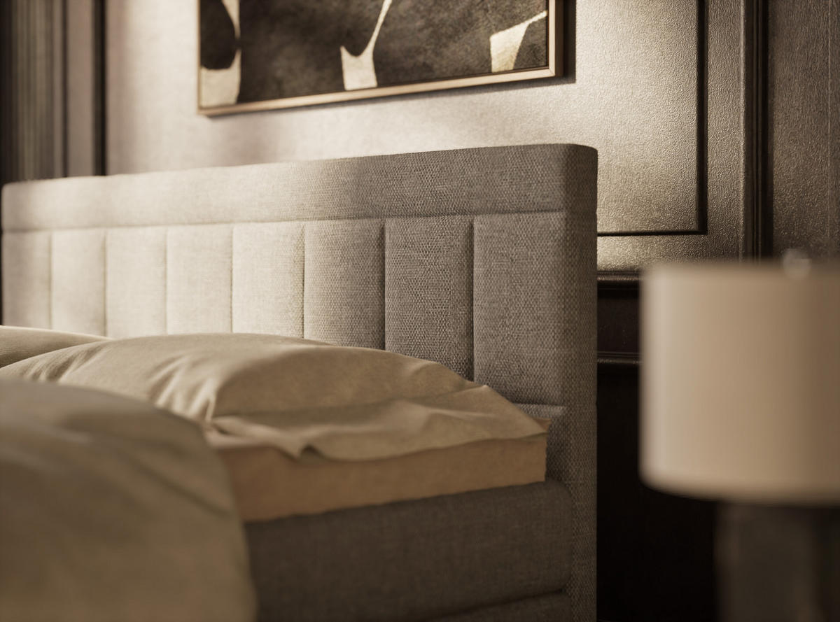 BOXSPRINGBETT Caya 140/200 cm, in Grau, Bettkasten, Matratze, Topper - Schwarz/Grau, Holz/Holzwerkstoff (140/200cm) - Maison de Reve