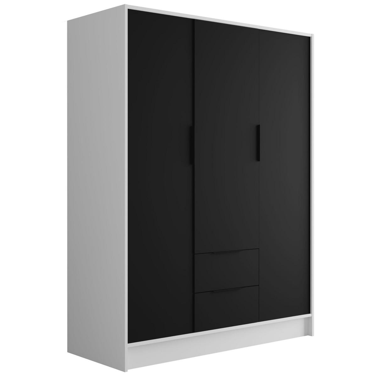KLEIDERSCHRANK mit Flügeltüren KOLIN 150x200cm Weiß / Schwarz - Schwarz/Weiß, Holzwerkstoff (150/200/51cm) - ALTDECOR