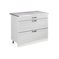 KUCHYNSKÁ SPODNÁ SKRINKA R-Line, Biely vidiecky dom/biely, 100 cm Marmori työtaso - biela, kompozitné drevo (100/81.6/60cm) - Vicco
