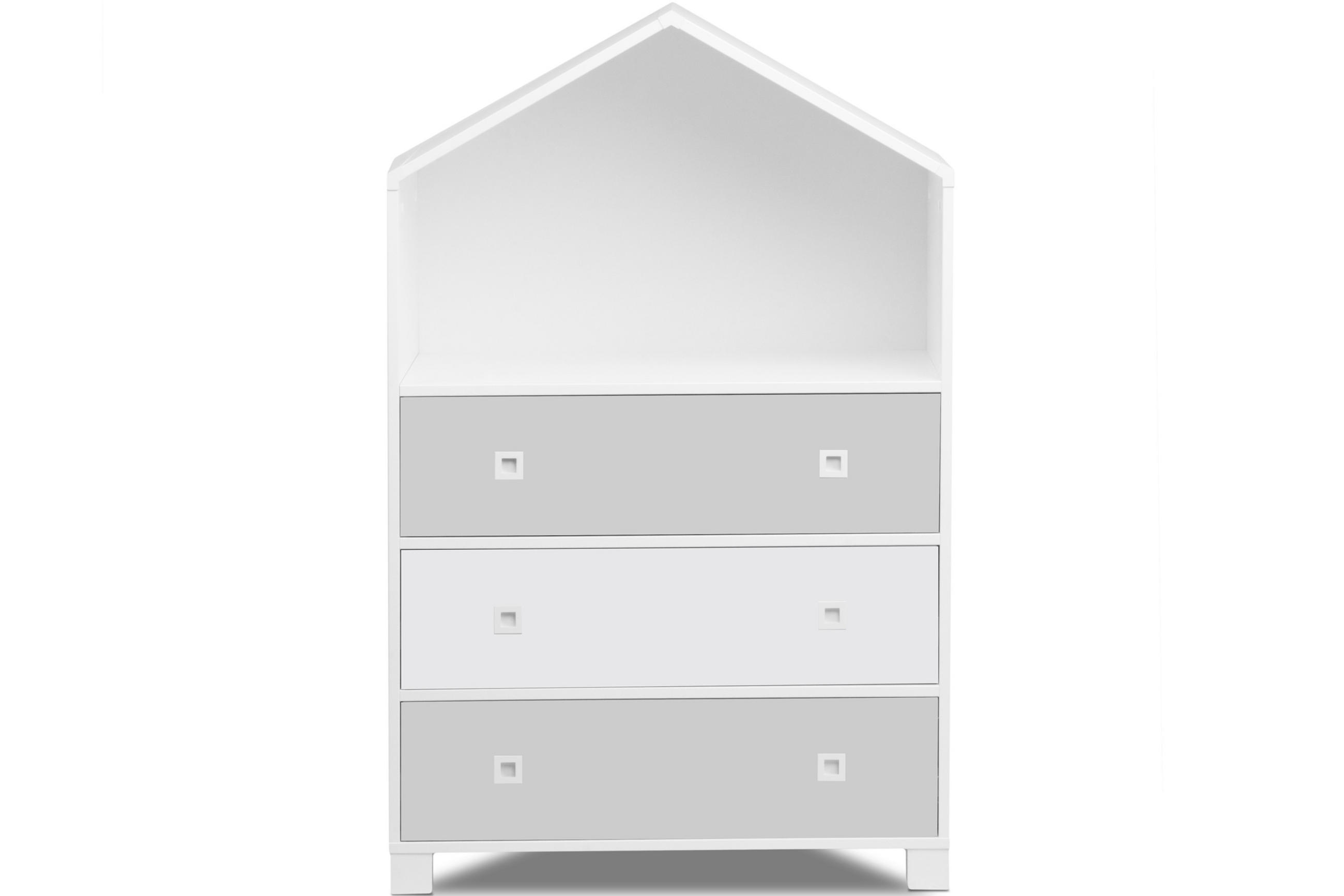 KINDERKOMMODE MIRUM mit 3 Schubladen und Einlegeböde, Weiß/Grau - Weiß/Grau, Holz (80/126/45cm) - KONSIMO®