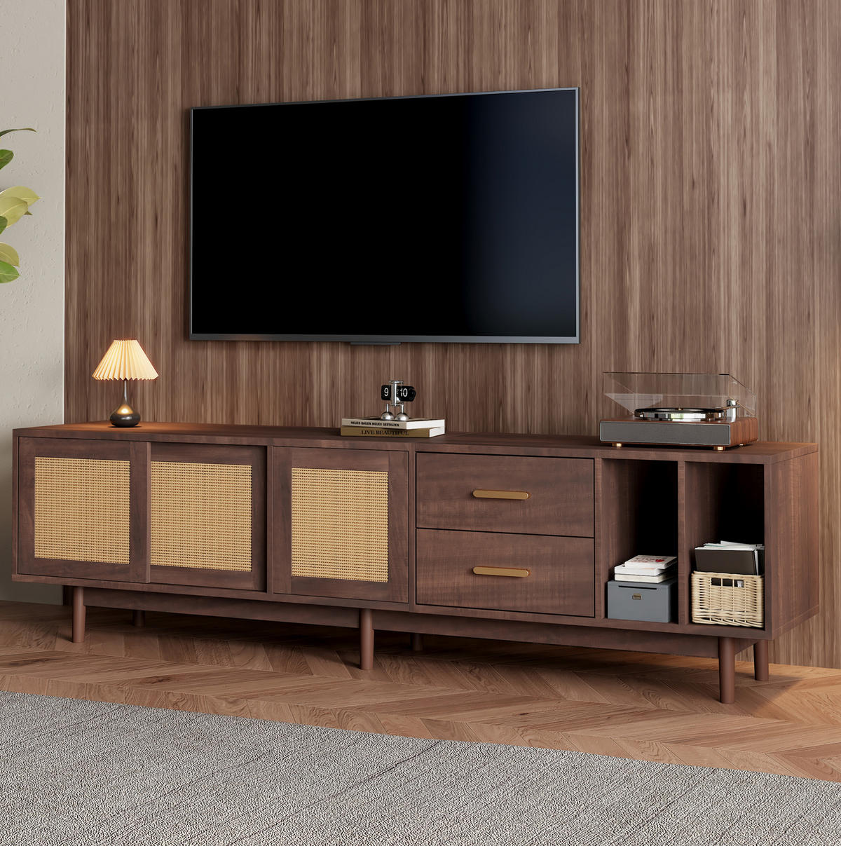 TV-ELEMENT mit Schiebetüren 190 x 40 x 52 cm MDF Braun - Braun, Holzwerkstoff (40/52/190cm) - Beauniv