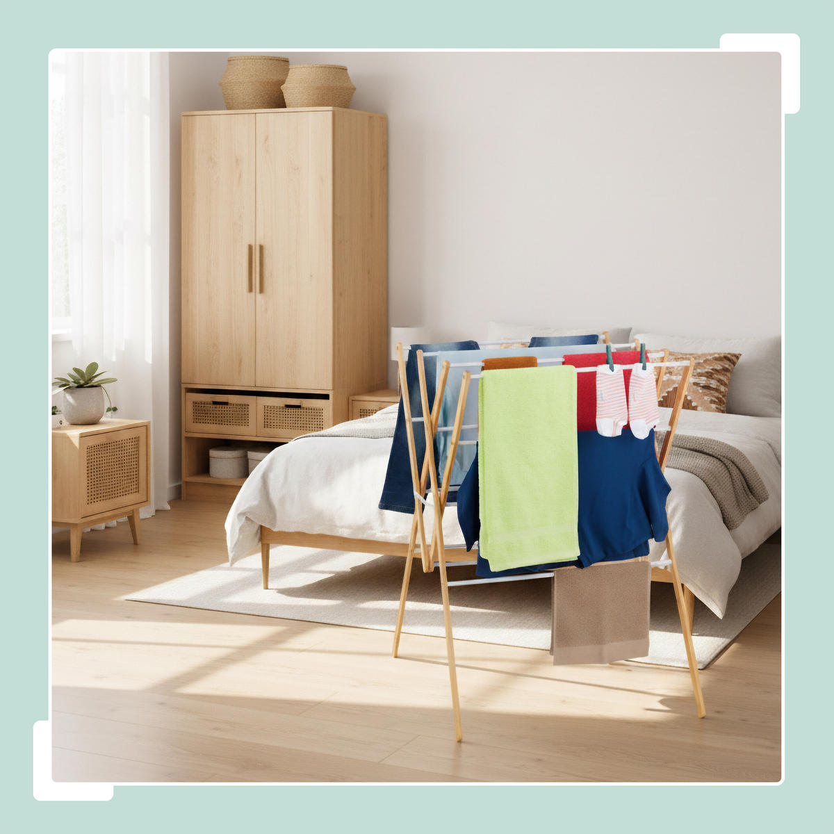 SUŠIAK na prádlo - viacfarebná, kov/drevo (70/93/62cm) - Relaxdays