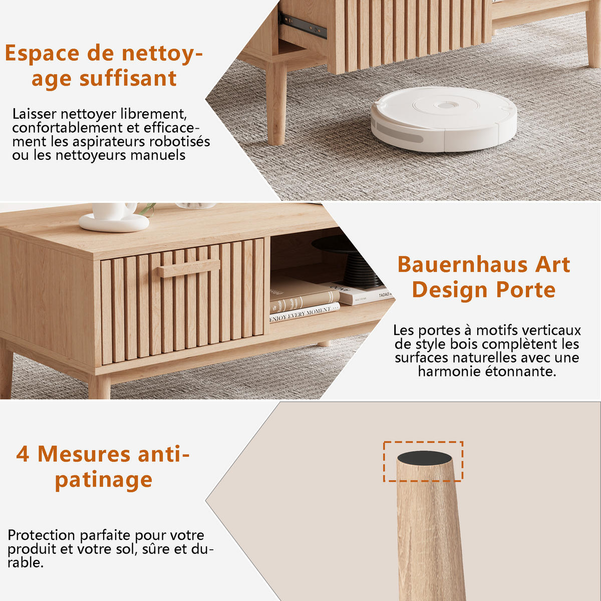 TV LOWBOARD 100x50x43 cm Holz Natur modern - Goldfarben, Holz (100/43/50cm) - LEBENLANG