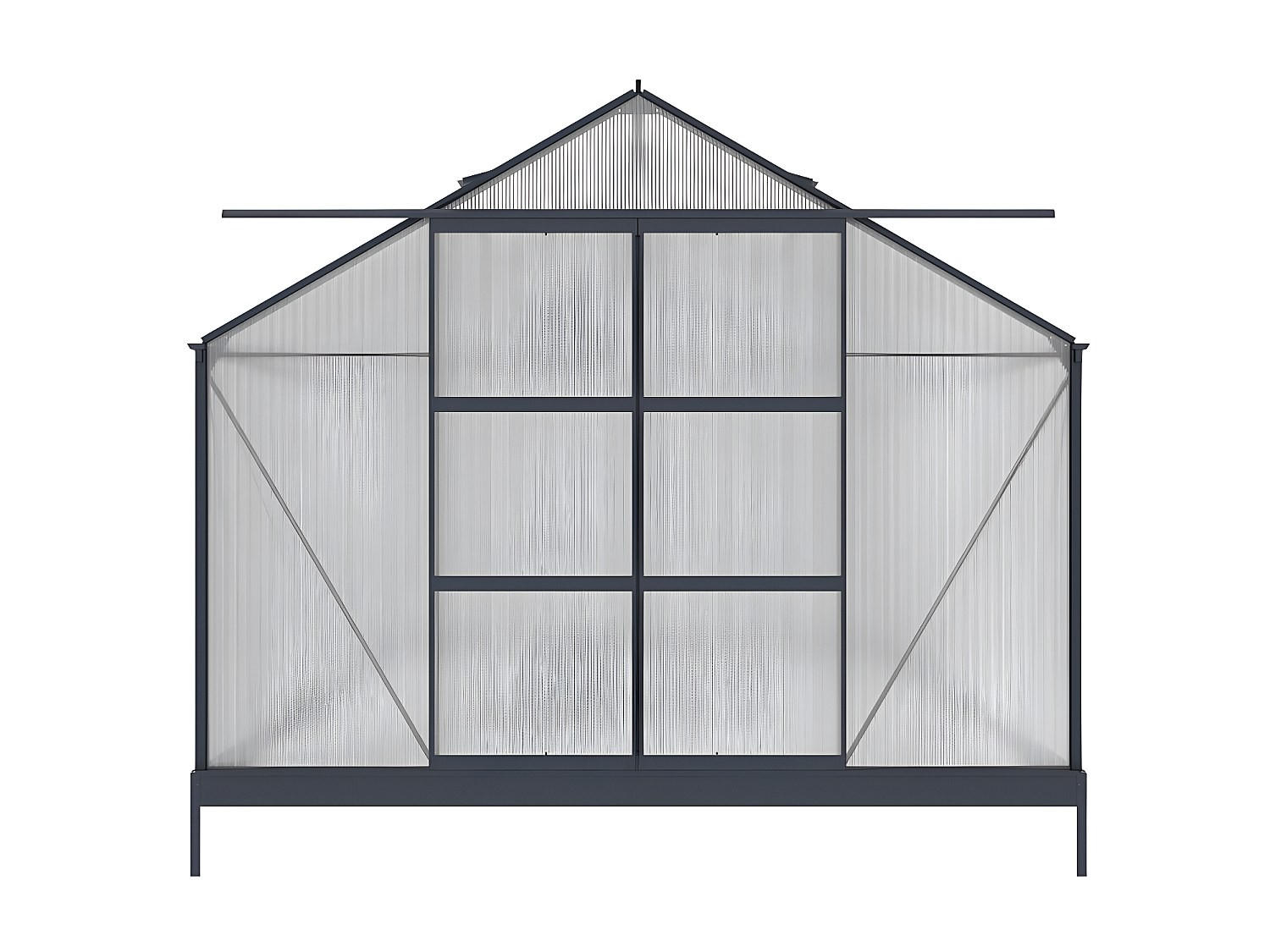 SELBSTTRAGENDES Gewächshaus - 305 cmcm x 427 cmcm - Plastik - Anthrazitgrau - KALIDA - Anthrazit, Kunststoff (305/249/427cm) - Vente-Unique