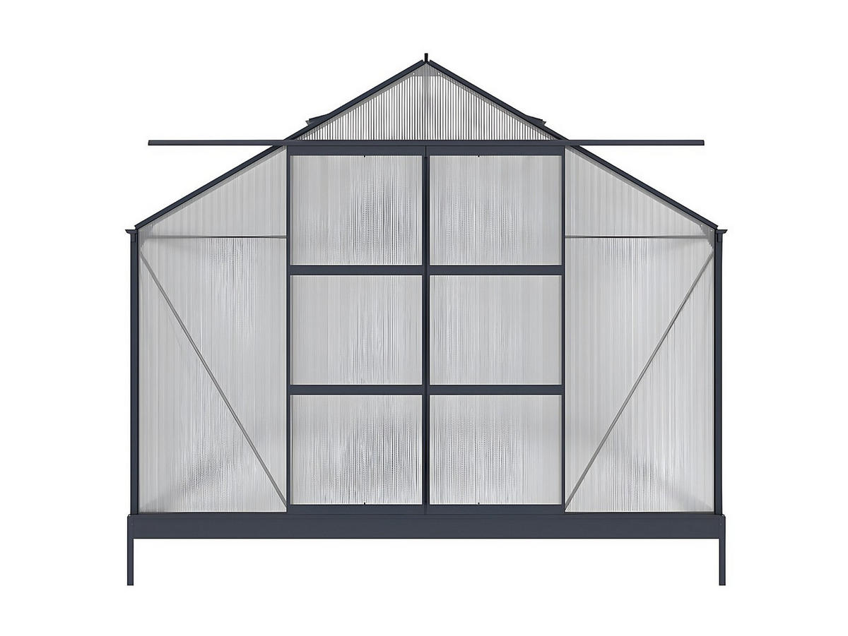SELBSTTRAGENDES Gewächshaus - 305cm x 427cm - Polycarbonat - anthrazitgrau - KALIDA - Anthrazit, Kunststoff (305/249/427cm) - Vente-Unique