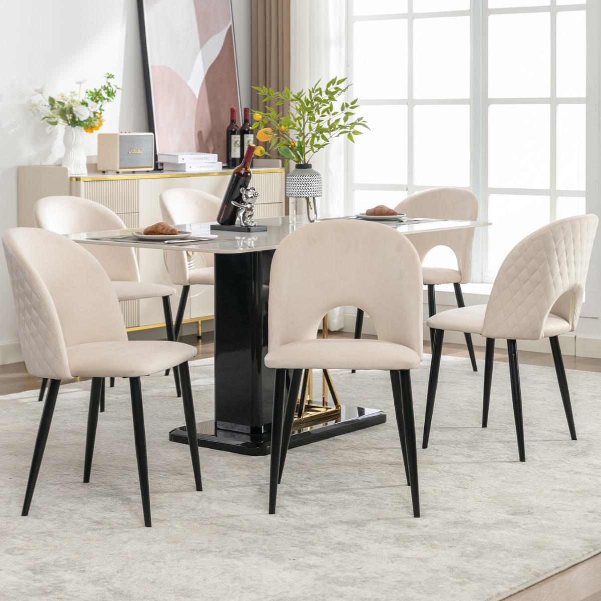 POLSTERSTUHL mit Rückenlehne Samt Beige - Beige, Metall (44/84/47.1cm) - Meubliv