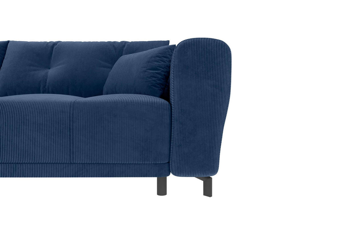 ECKSOFA Massimo Cordstoff Blau inkl. Schlaffunktion Links - Blau/Schwarz, Textil/Metall (246/177cm) - 99rooms