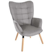 SESSEL Stoff grau - Eukalyptusholzfarben/Grau, Holz/Textil (68/101/73cm) - CLP