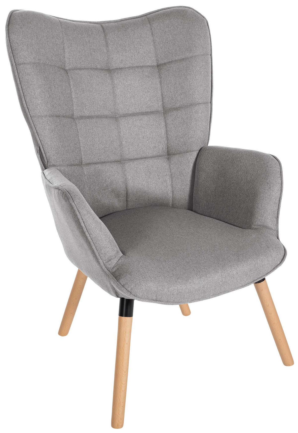 SESSEL Stoff grau - Eukalyptusholzfarben/Grau, Holz/Textil (68/101/73cm) - CLP