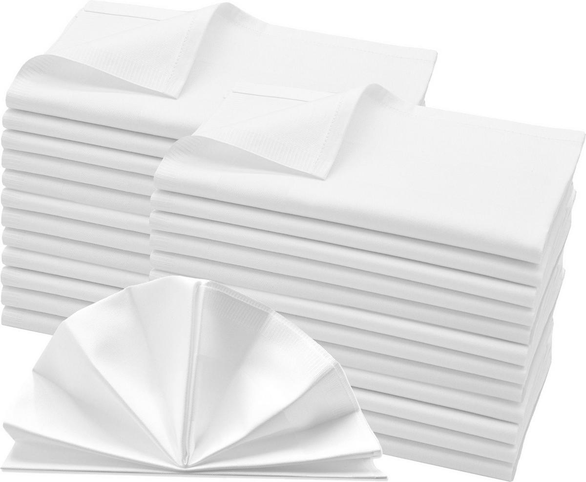 STOFFSERVIETTEN, 25er-Set, 40x40 cm, 100% Baumwolle, Weiß - Weiß, Textil (40/40cm) - Zollner