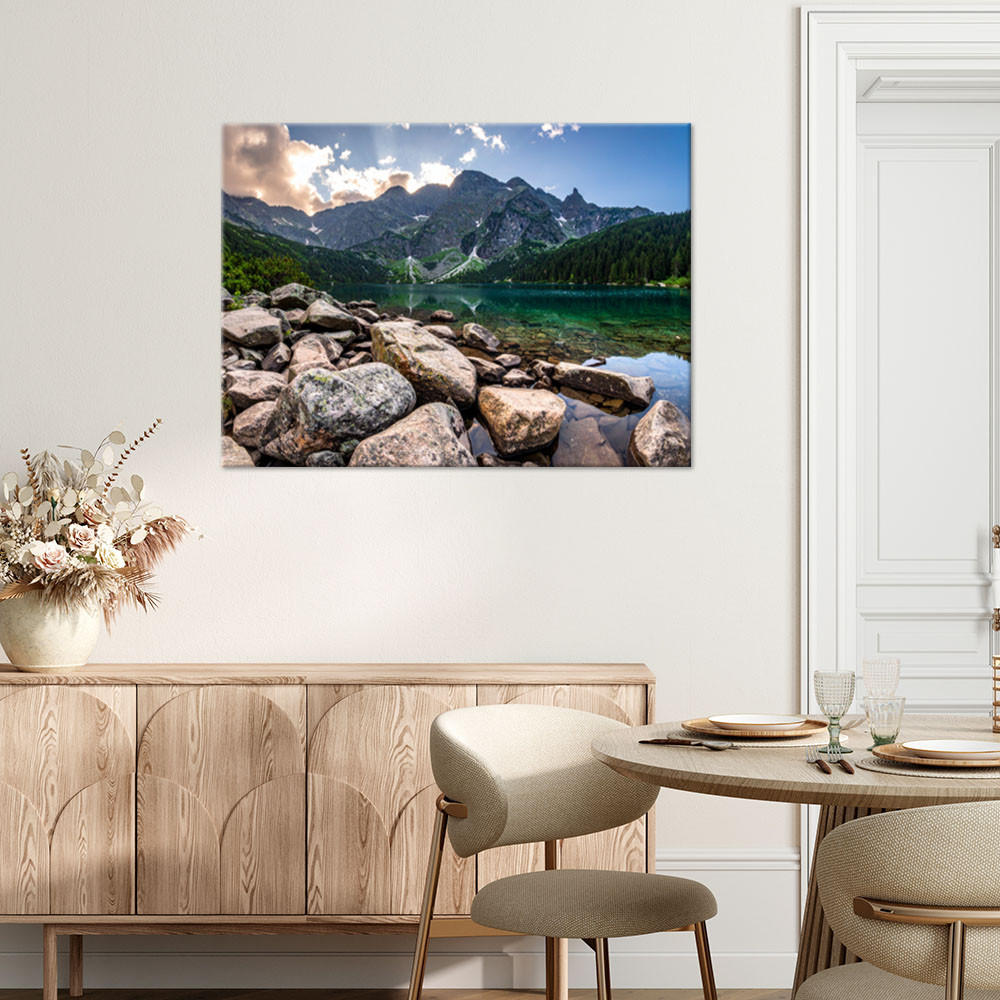 LEINWANDBILD Landschaft Berge Felsen Natur 120x80cm - Grau, Textil (120/80cm) - Feeby