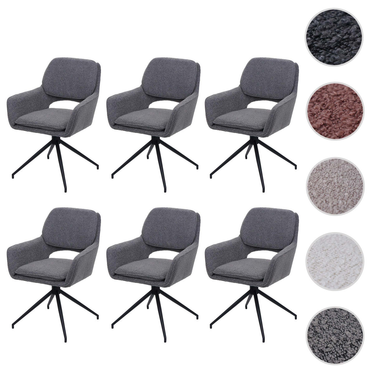 ESSZIMMERSTUHL Grau 6er-Set - Grau, Textil (57/86/61cm) - MCW