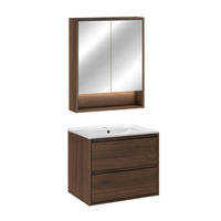 BADMÖBEL 61cm Edmé 2er-Set Dunkles Holz - Braun, Holzwerkstoff (61/52/46cm) - Petits-meubles