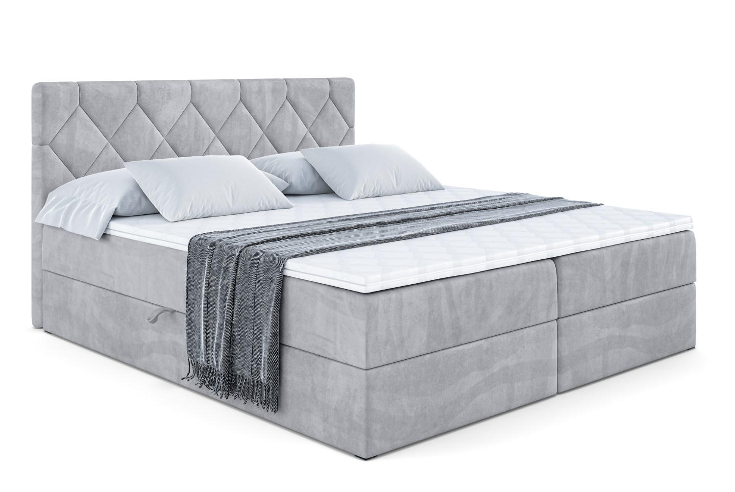 BOXBETT mit Matratze H3 und Lattenrost - CATOR - 180 x 200 Hellgrau - Hellgrau, Holzwerkstoff (180/200cm) - ALTDECOR