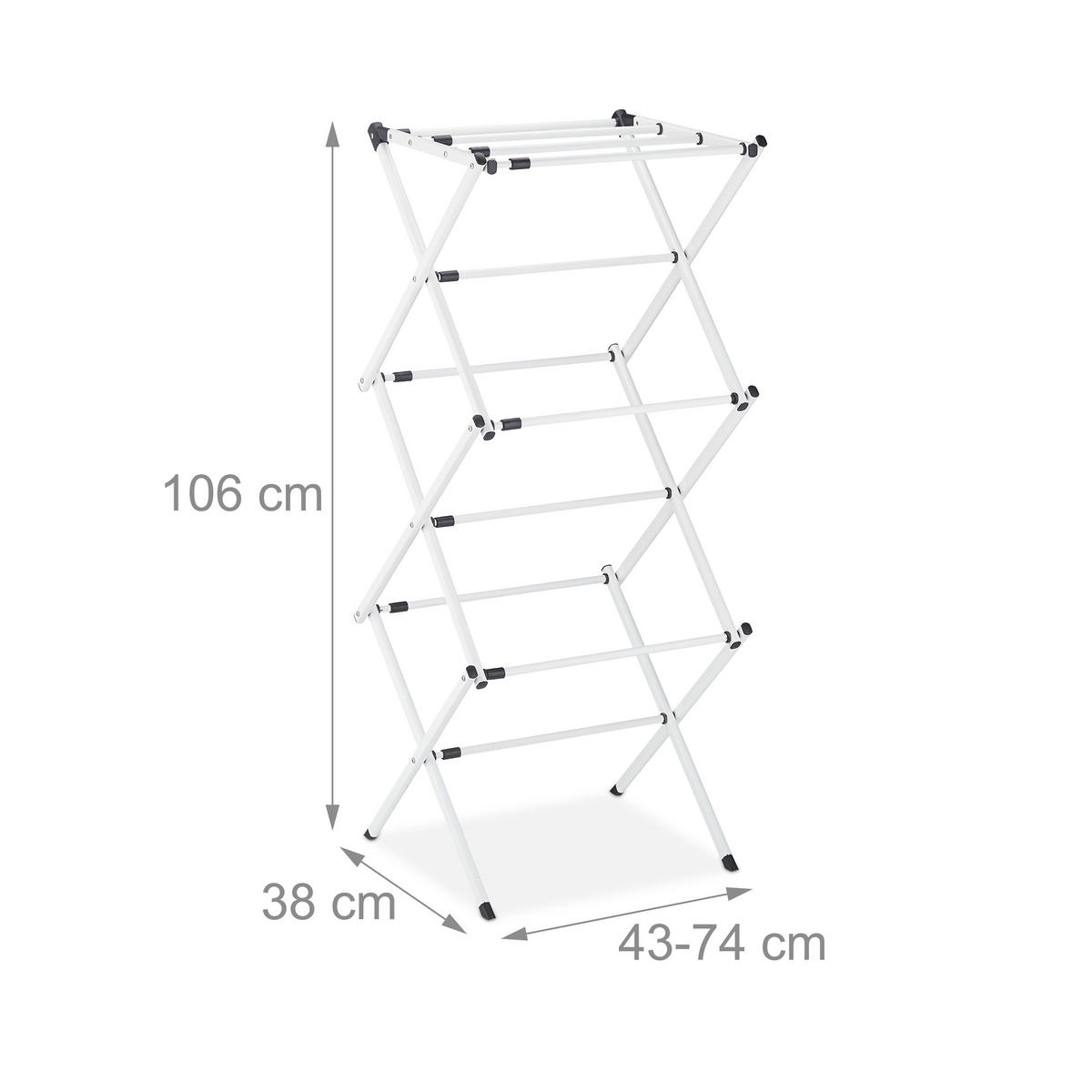 STOJAN na prádlo - biela, kov/plast (74/106/38cm) - Relaxdays