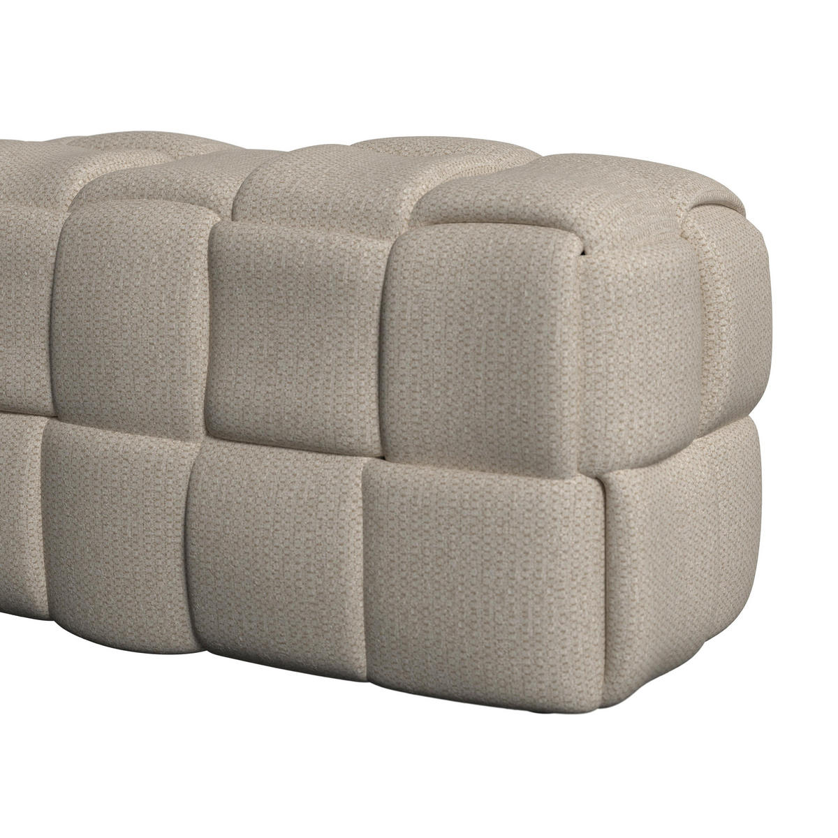 HOCKERBANK Ella Beige Bouclé Gepolstert - Creme, Holz (110/45/45cm) - Bessagi Home