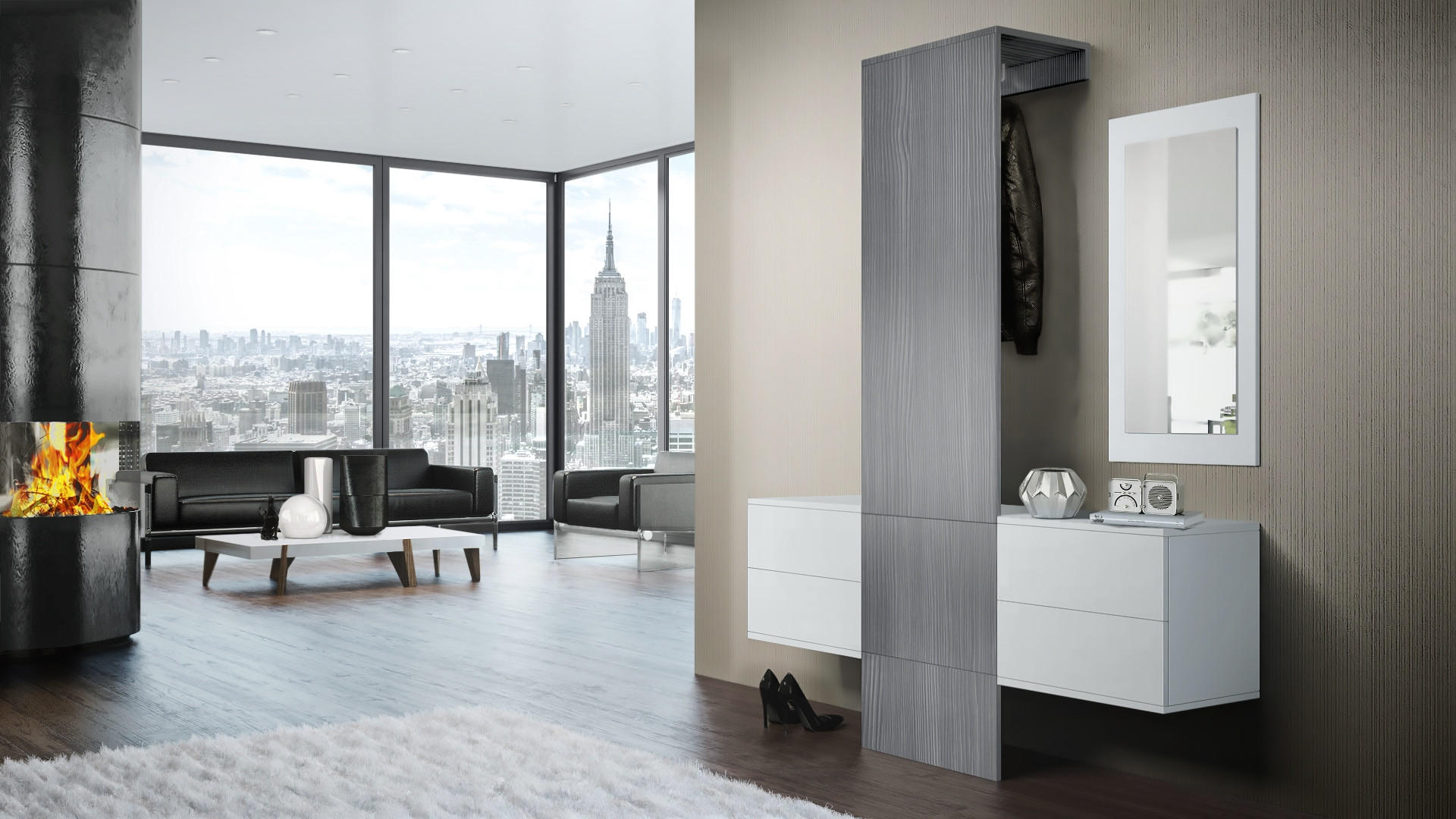 GARDEROBE Carlton Paneel in Avola-Anthrazit - Anthrazit, Holzwerkstoff (157/193/35cm) - Vladon