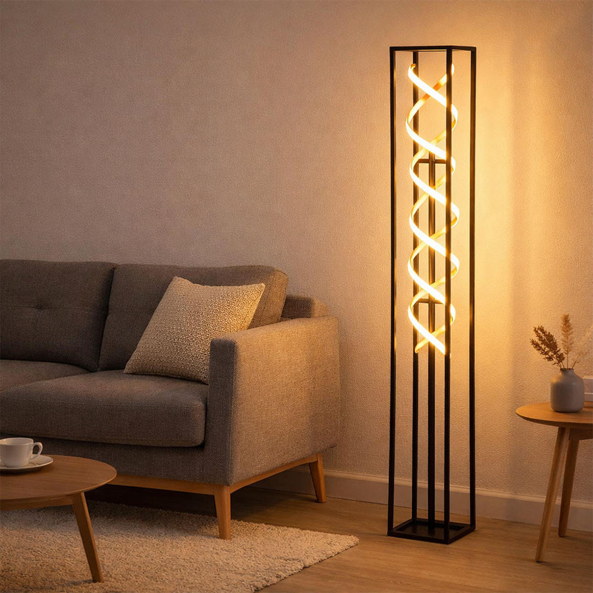 LED STEHLEUCHTE GIAN Schwarz Gold - Schwarz, Metall (20/20/135cm)