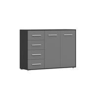 KOMMODE - Highboard IRYS 01 2D4S Schwarz + Grau - Schwarz/Grau, Holzwerkstoff (135/95/45cm) - Möblo
