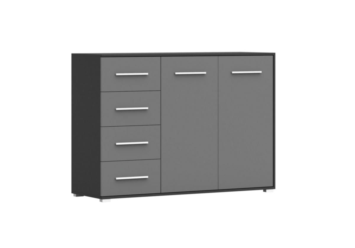 KOMMODE - Highboard IRYS 01 2D4S Schwarz + Grau - Schwarz/Grau, Holzwerkstoff (135/95/45cm) - Möblo