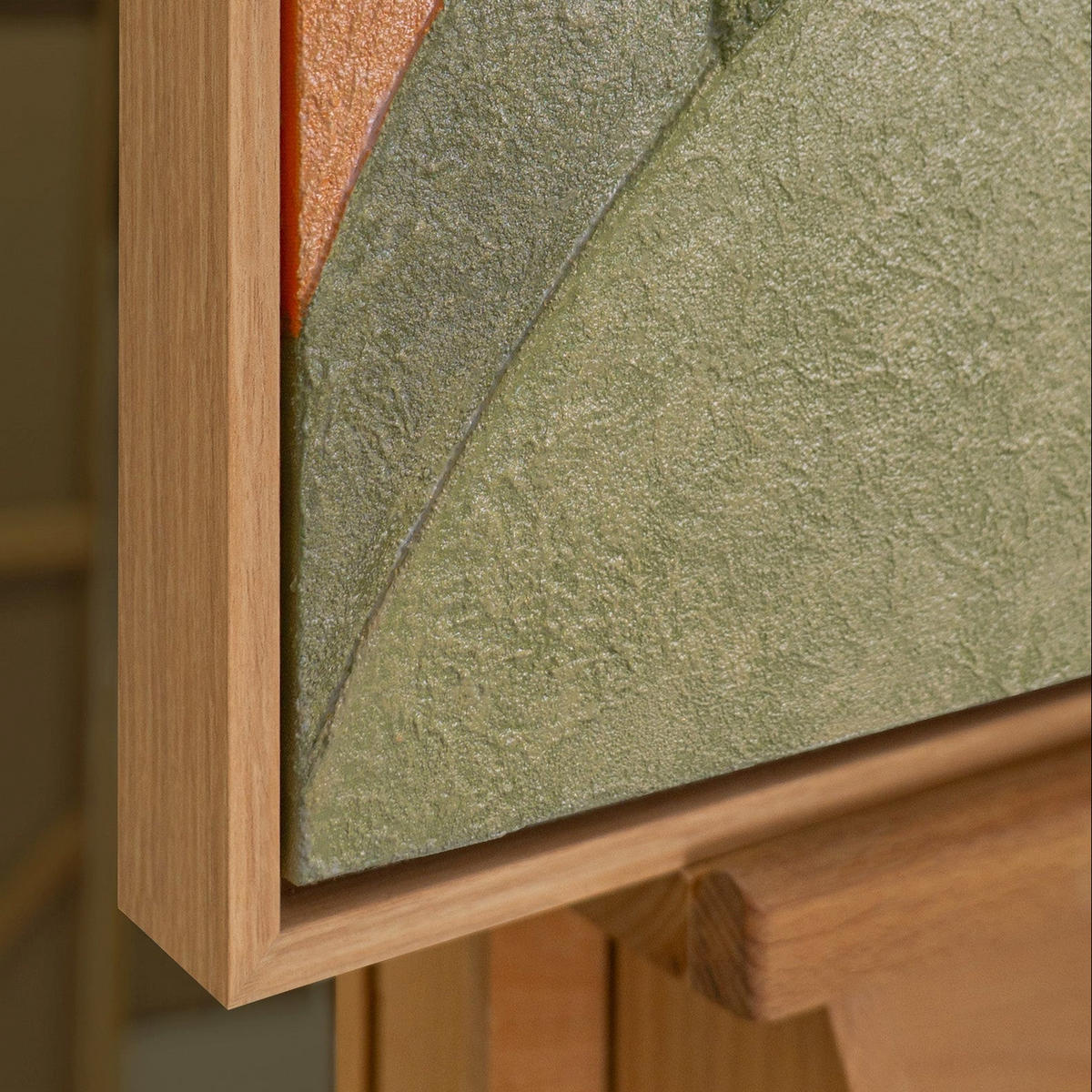 GEMÄLDE Geometrie der Sonne Schattenfugenrahmen Eichefarben 70x50 cm - Eichefarben, Holz (70/50cm) - YS-art gallery