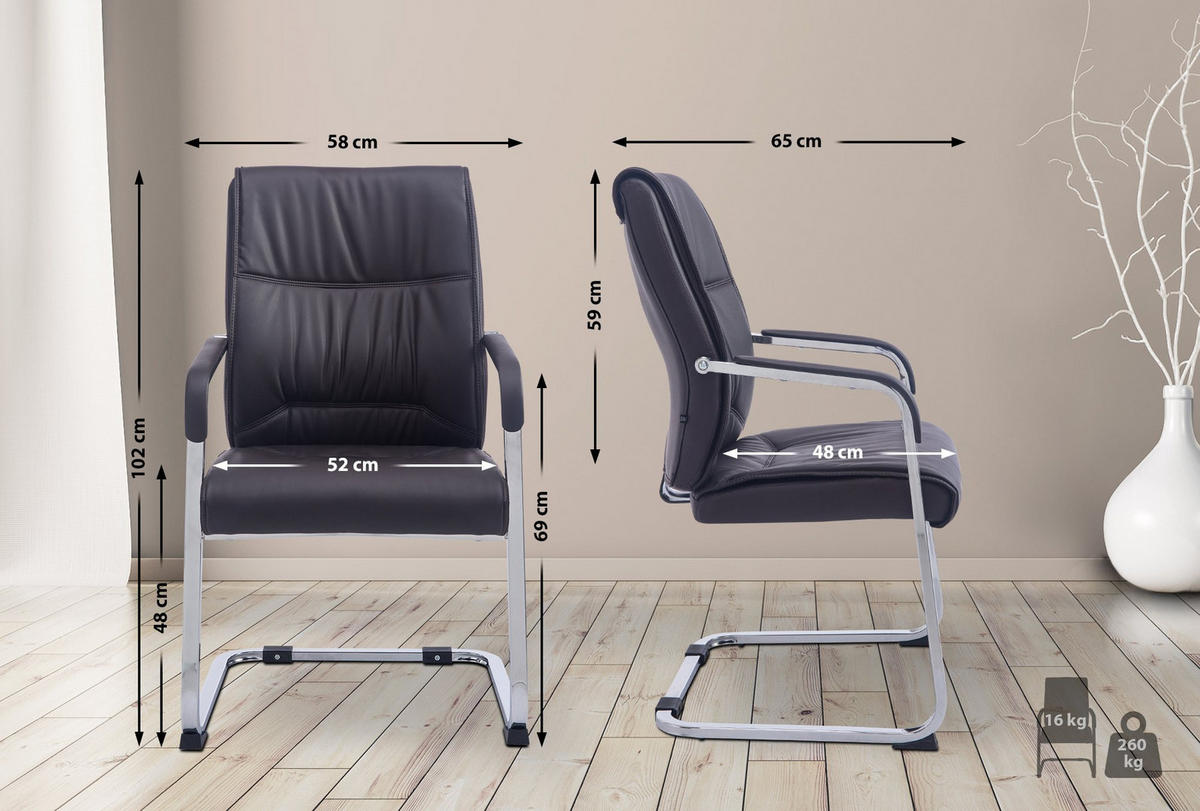 SCHWINGSTUHL Lederlook braun - Braun, Textil/Metall (58/102/65cm) - CLP