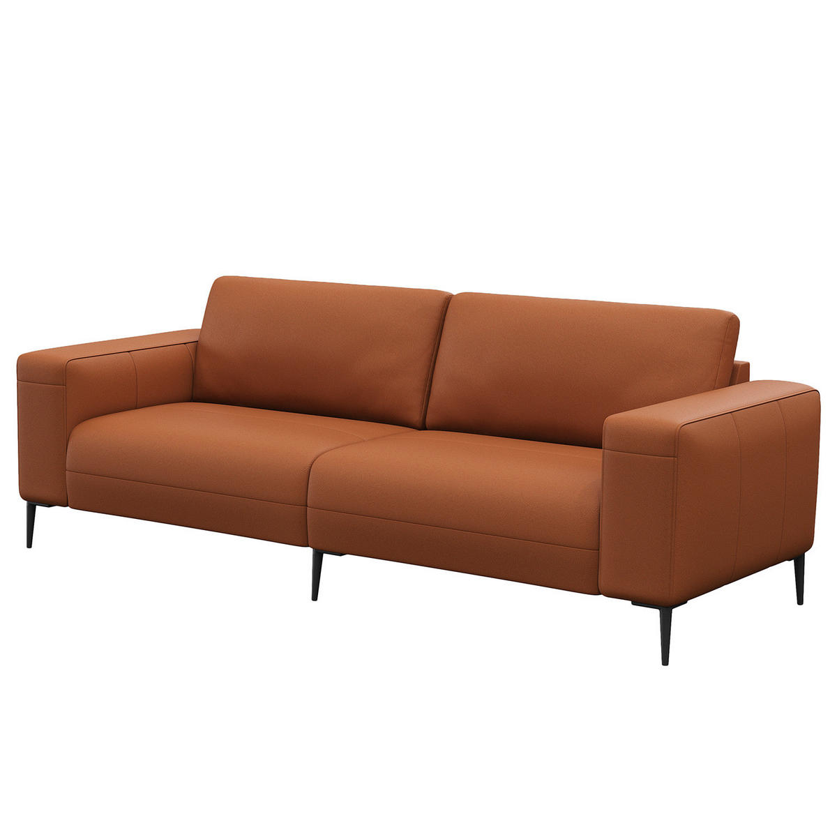 3-SITZER SOFA - Kastanienfarben/Schwarz, Leder/Metall (225/77/88cm) - home24