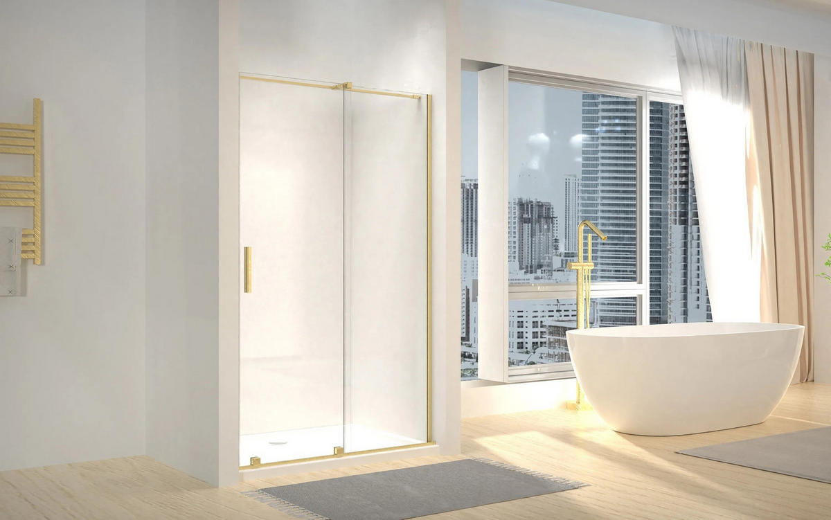 DUSCHTÜR Rea Montana 120 Gold Brush - Goldfarben, Glas (120/200cm) - REA