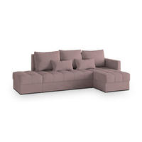 ECKSOFA LUMARI R-S Rosa Plüsch-Stoff mit Schlaffunktion - Rosa, Holz (262/143cm) - MASSENO