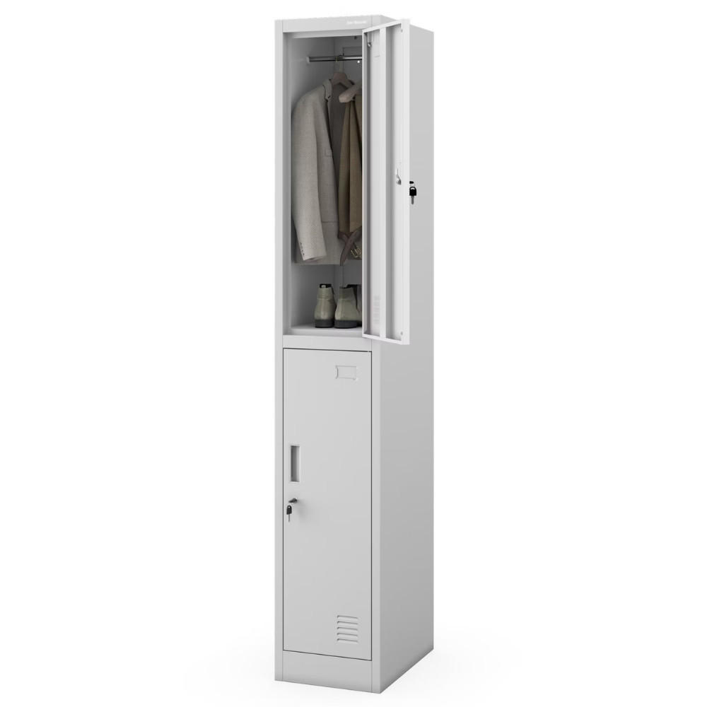 UMKLEIDESCHRANK Spind IGOR 2 Abteile 185x31,7x45cm Grau - Grau, Metall (31.7/185/45cm) - Jan Nowak