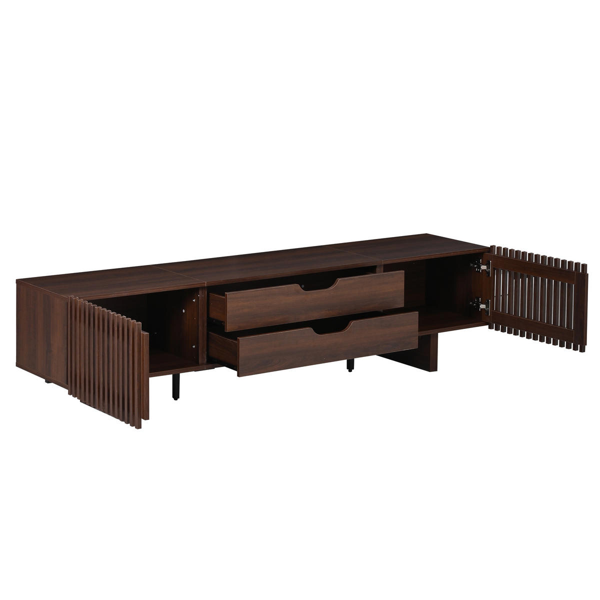 TV-SCHRANK 180/40/45 cm Nussbaum dunkel mit 2 Schubladen und 2 Türen - Nussbaumfarben, Holzwerkstoff (180/45/40cm) - Oxeza