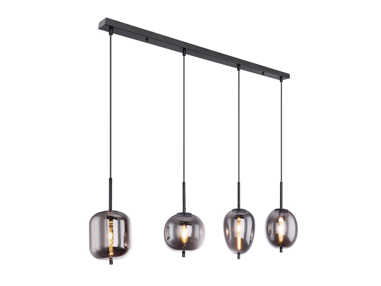 LED-PENDELLEUCHTE Breite 100cm, Glaskugeln Rauchglas - Schwarz, Glas/Metall (19/100/120cm) - meineWunschleuchte